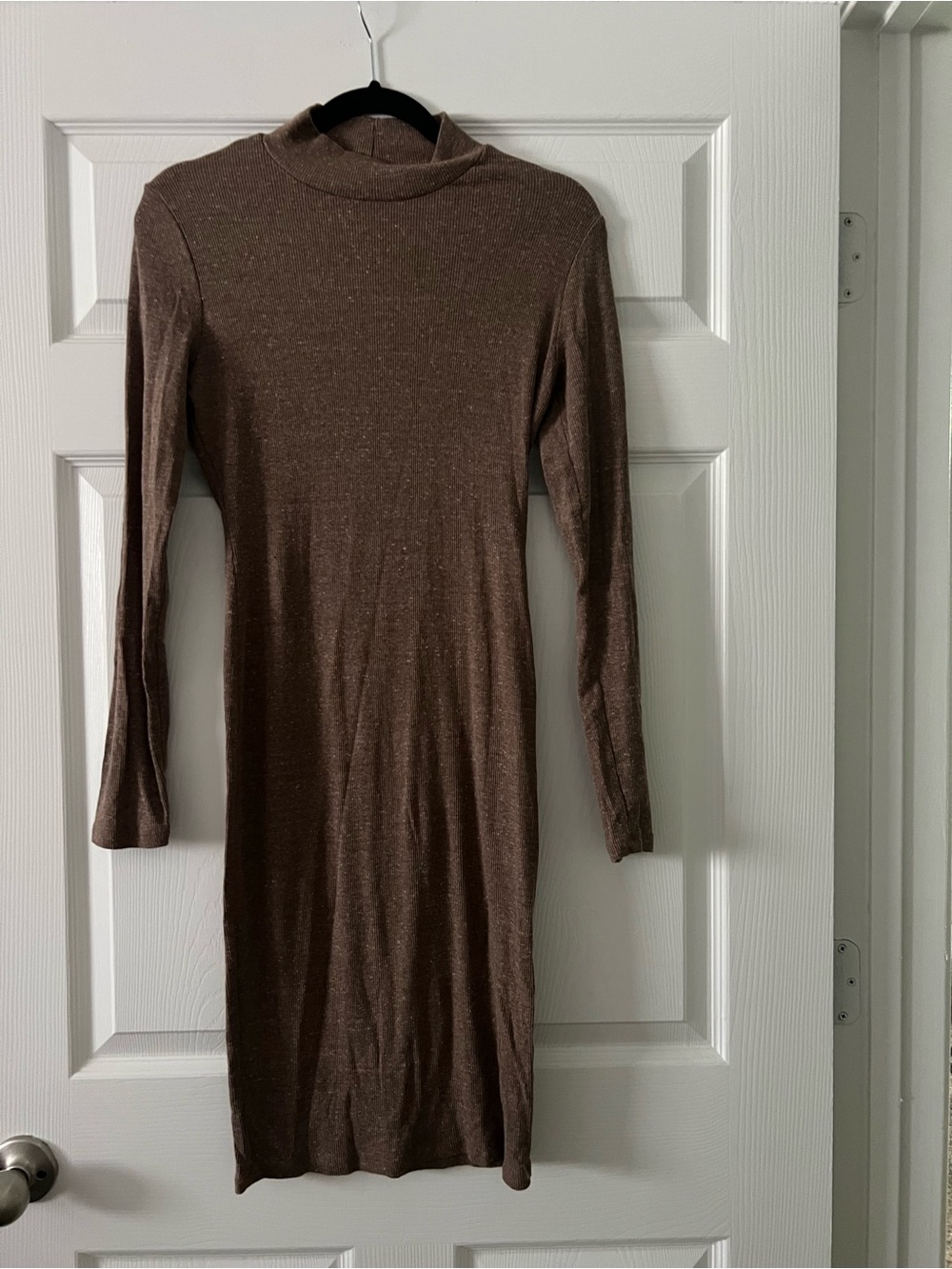 Fashion Nova Brown Ribbed Mock Neck Dress Size Small